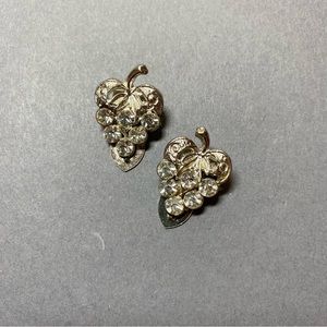 Vintage grape rhinestone silver dress clips